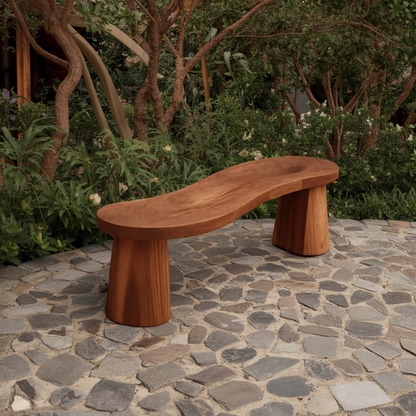 Organic Curved Wood Bench For Garden Or Entryway Lynnsnail
