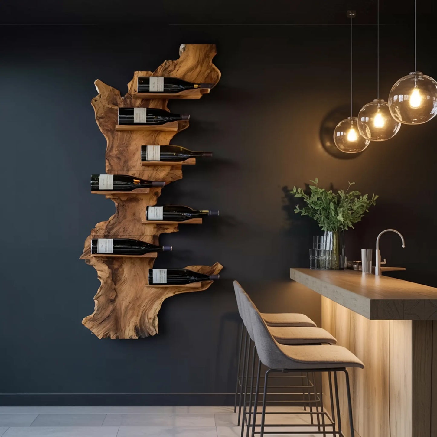 Modern Live Edge Wine Holder For Living Room Furniture Decor Lynnsnail