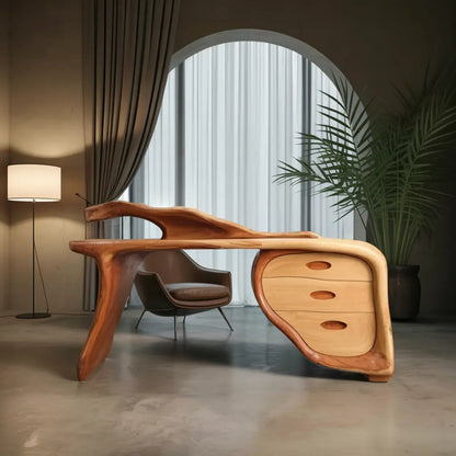 Modern Sculptural Desk With Drawers For Home Office And Studio Workspace Lynnsnail