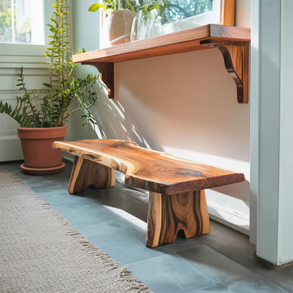 Minimalist Live Edge Outdoor Bench For Entryway Or Patio Lynnsnail
