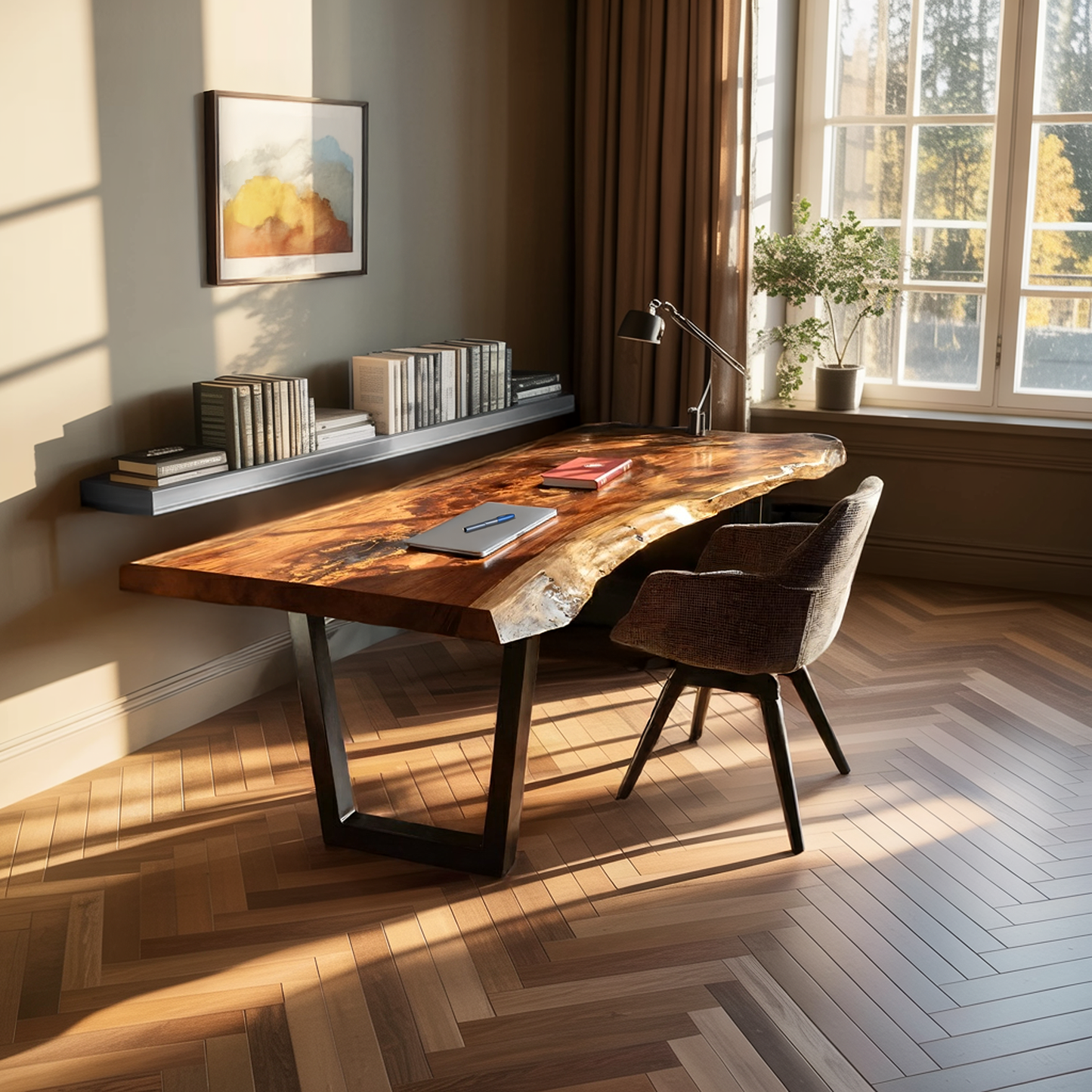 Mid Century Natural Wooden Tabletop For Decor