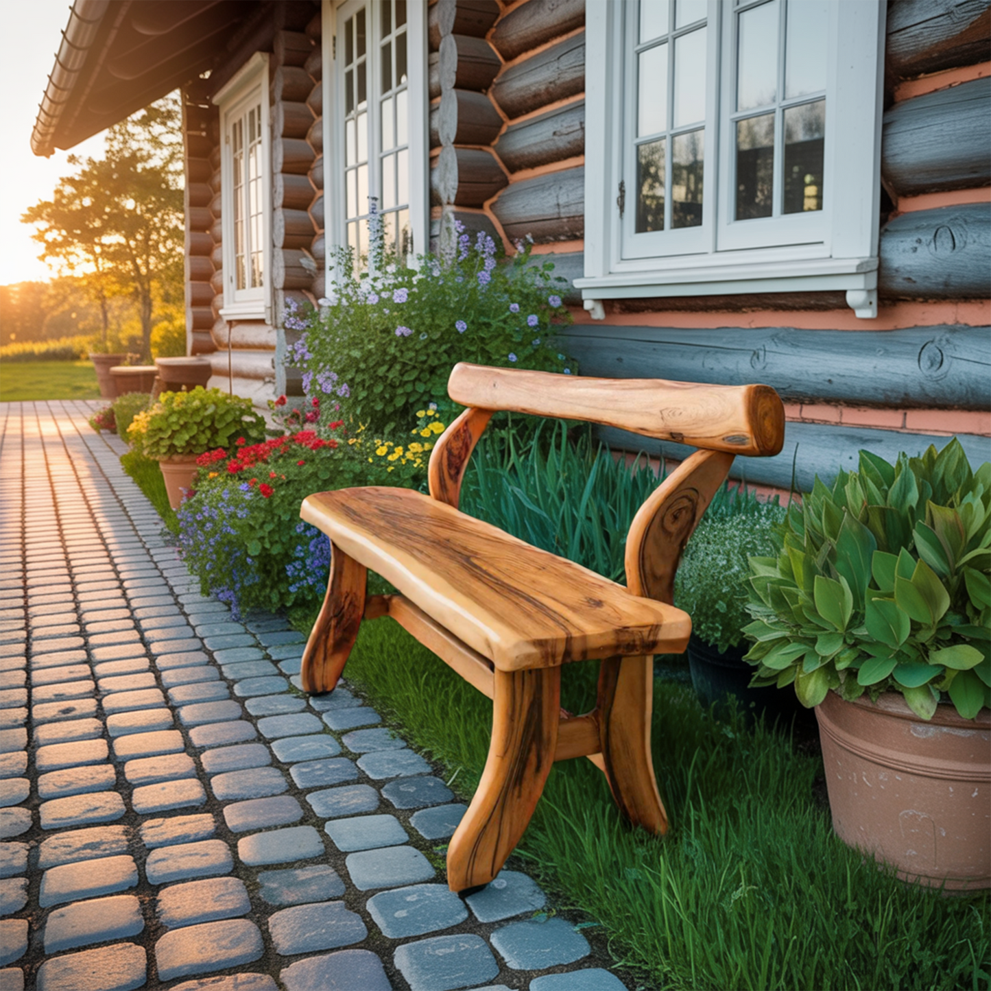 Rustic Garden Bench With Curved Seat For Patio Pathway And Front Porch Lynnsnail