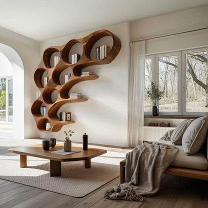 Organic Honeycomb Shaped Wall Mounted Bookshelf For Bedroom Lynnsnail