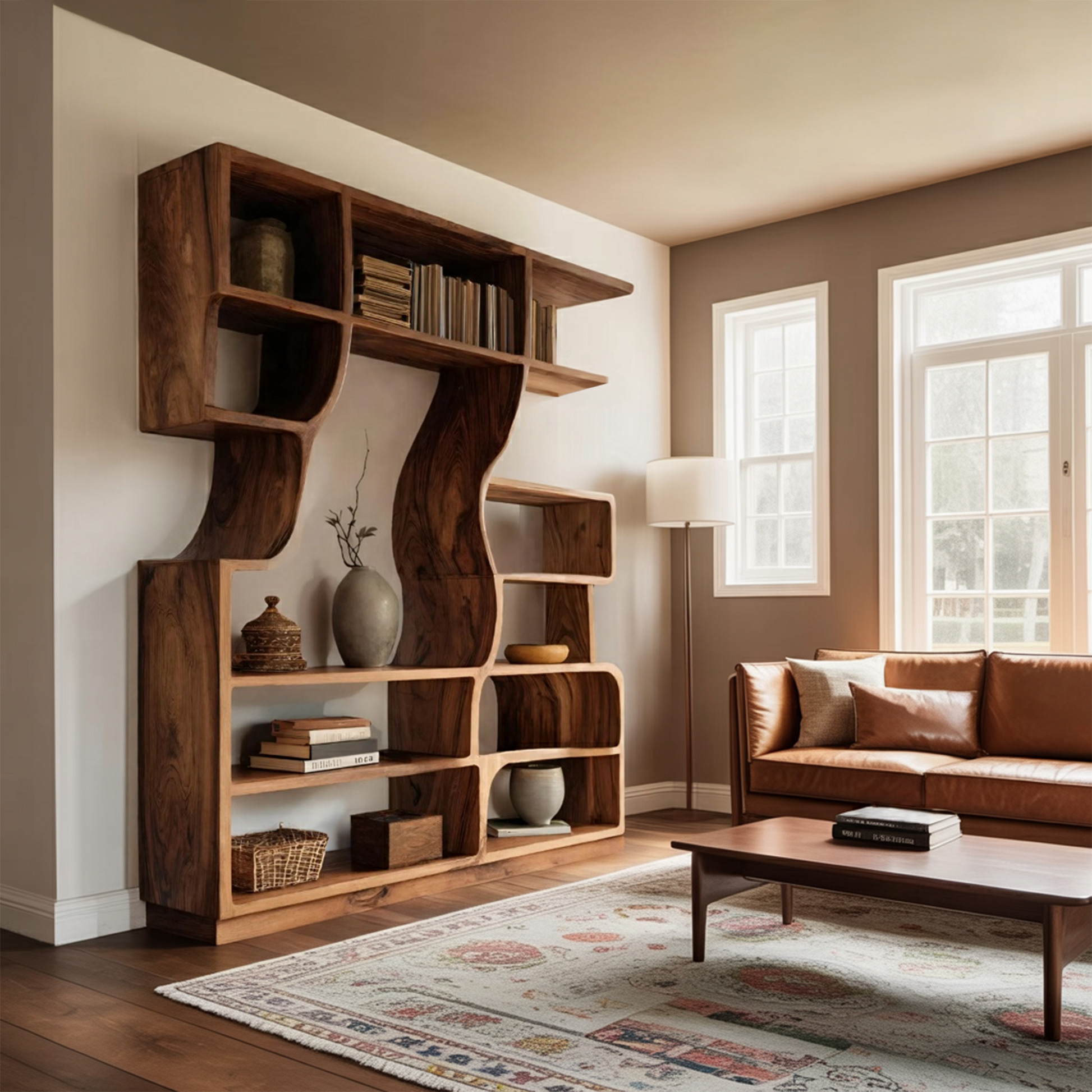 Artisan Carved Bookshelf For Modern Interior Lynnsnail