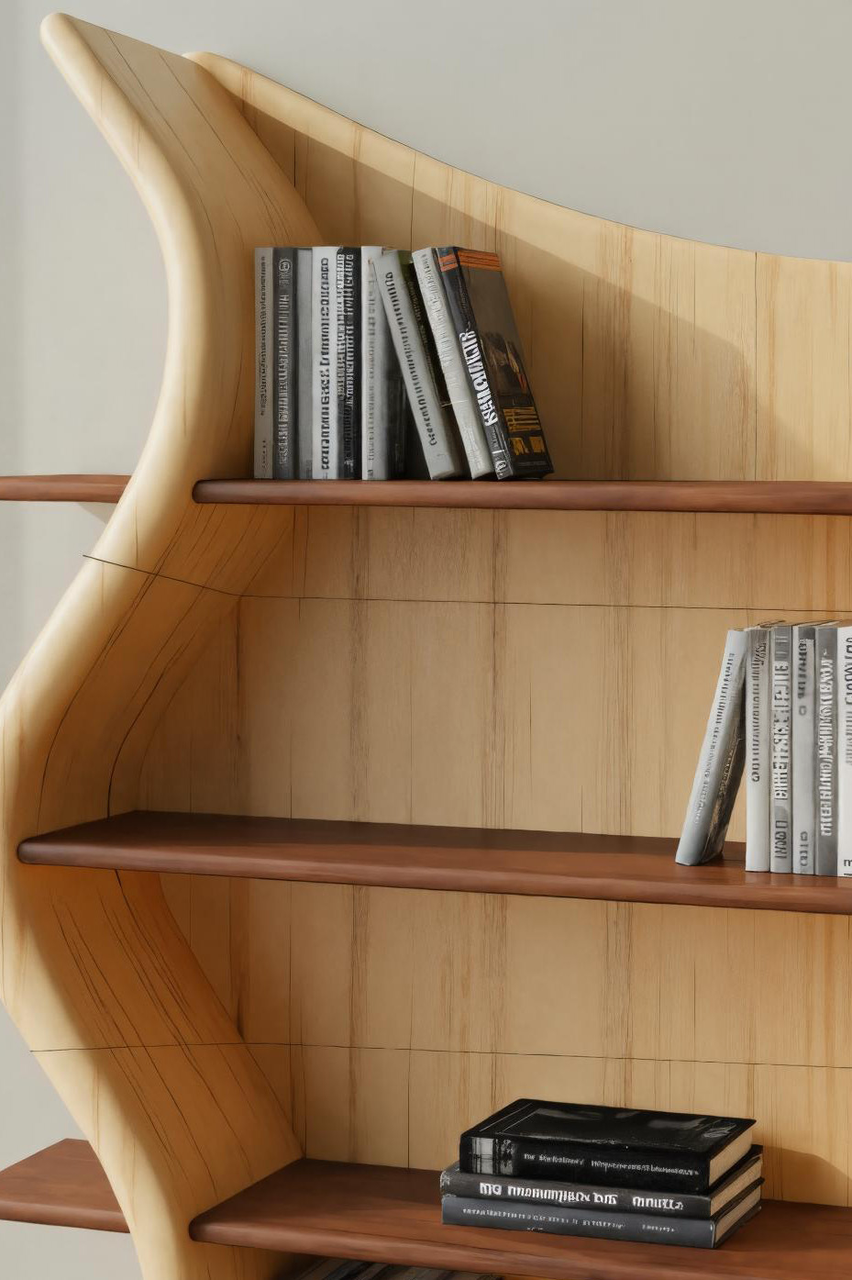 Sculptural Bookshelf With Organic Curves For Living Room Or Office Lynnsnail