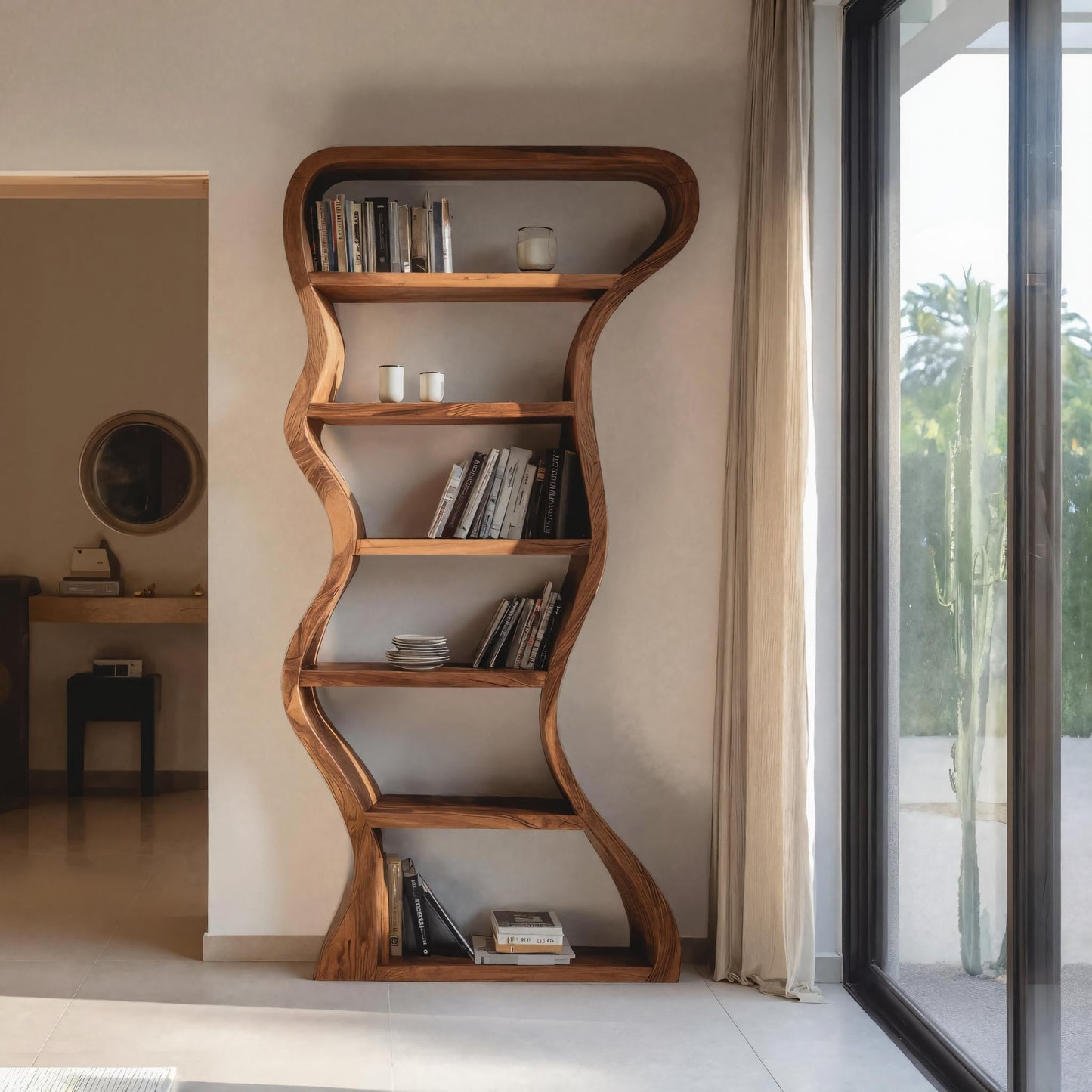 Organic Sculpture Wavy Bookshelf For Living Room Or Office Furniture Lynnsnail