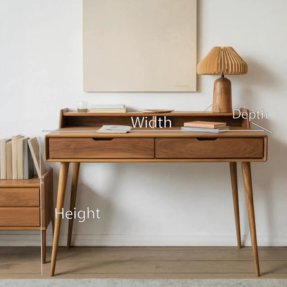 Mid Century Writing Desk With Drawers For Home Office Or Living Room Lynnsnail