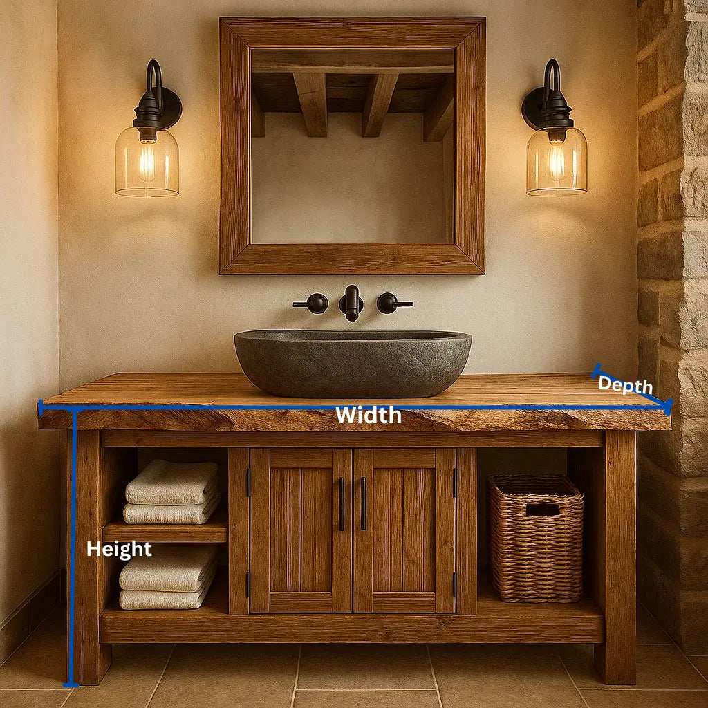 Handcrafted Solid Wood Bathroom Vanity with Live Edge Top and Double Door Storage Lynnsnail