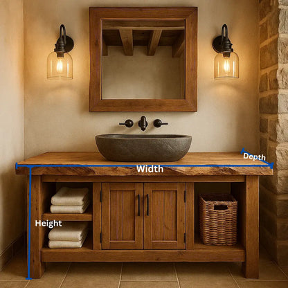 Handcrafted Solid Wood Bathroom Vanity with Live Edge Top and Double Door Storage Lynnsnail