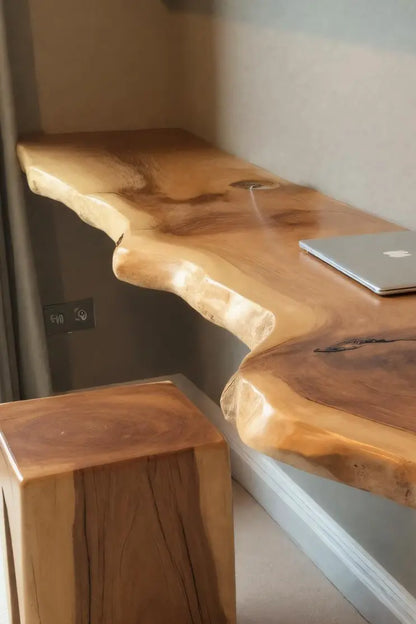 Modern Live Edge Floating Desk With Home Office Workspace Lynnsnail
