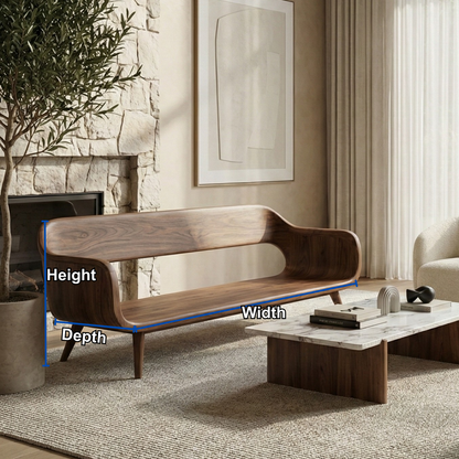Handcrafted Solid Wood Organic Modern Sofa with Sculpted Curved Form Lynnsnail