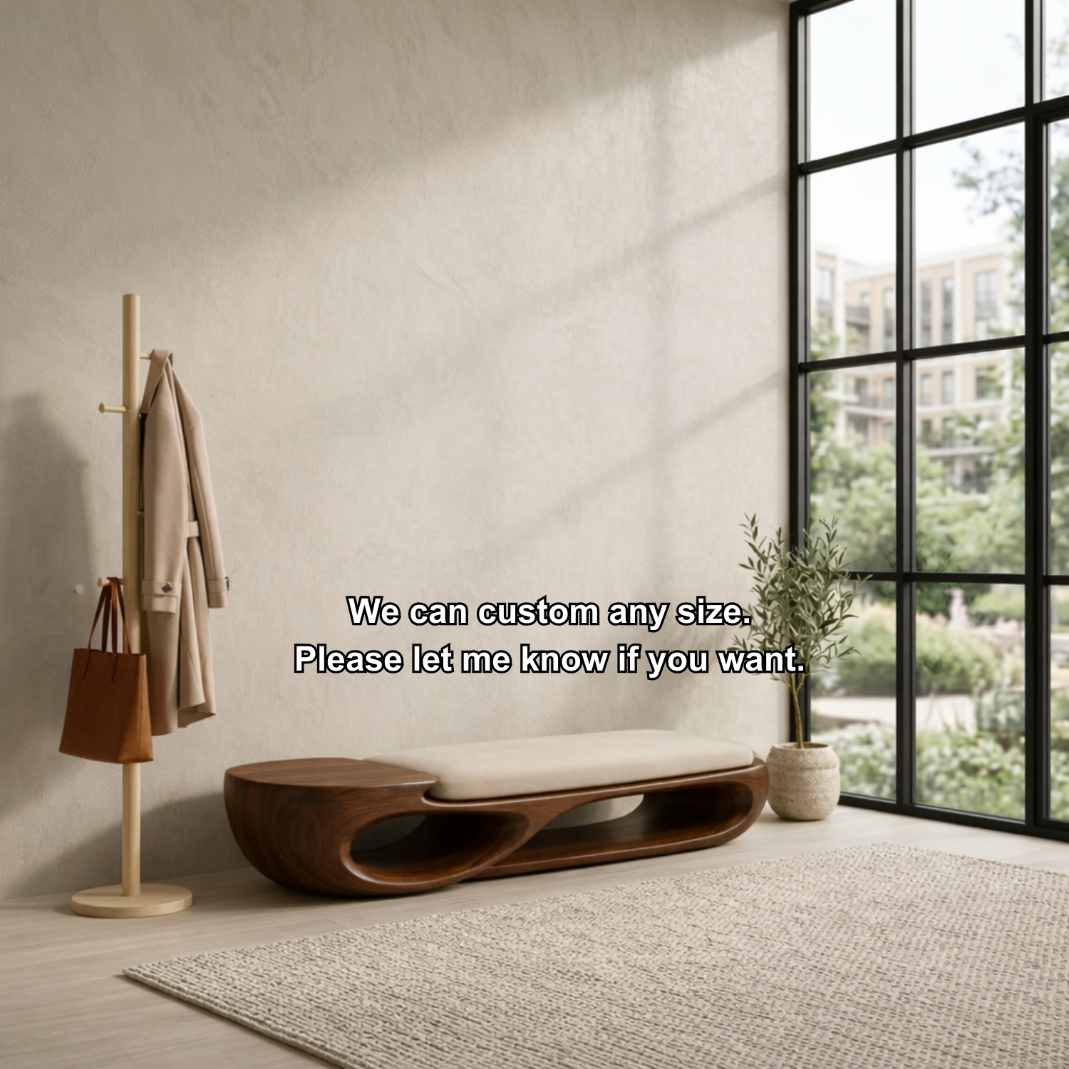 Double Curve Solid Wood Entryway Bench – Sculptural Modern Organic Design Lynnsnail