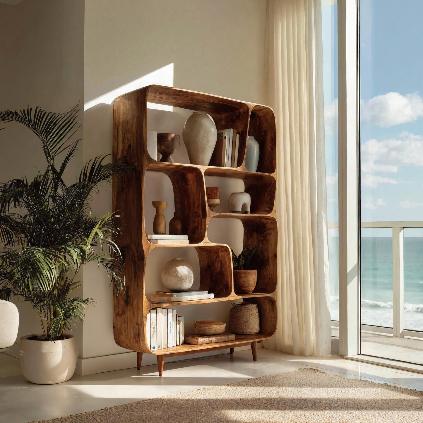 Mid Century Wood Bookshelf For Home Interiors Lynnsnail