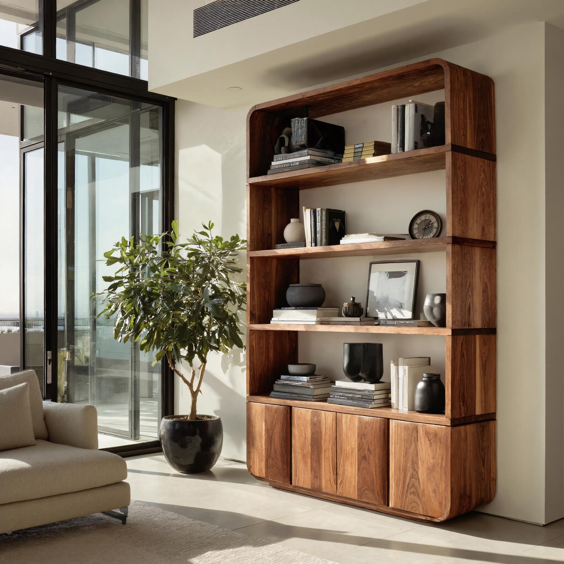 Elegant Natural Wood Bookcase For Modern Home Lynnsnail