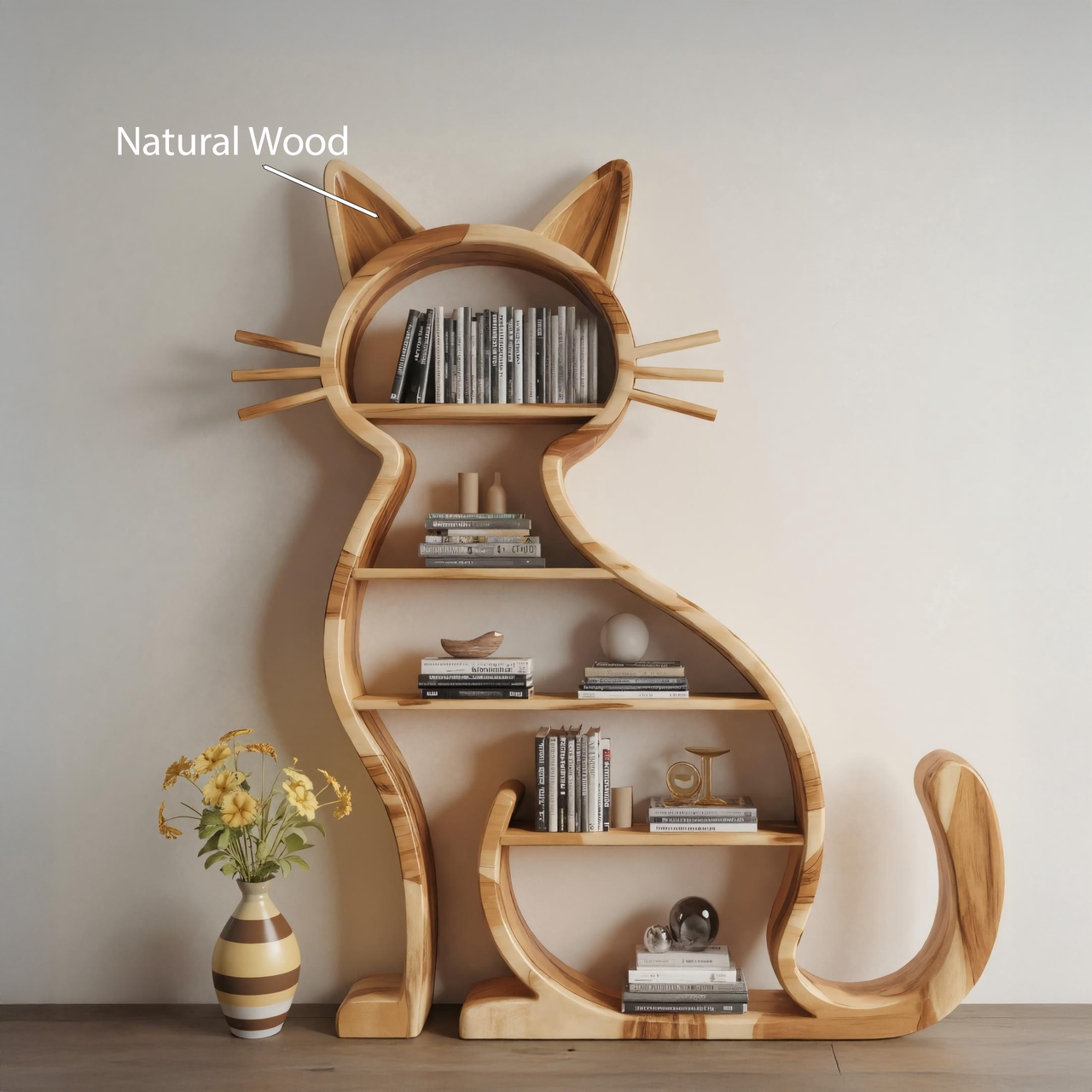 Modern Cat Bookshelf With Playful Design For Living Room Or Playroom Lynnsnail