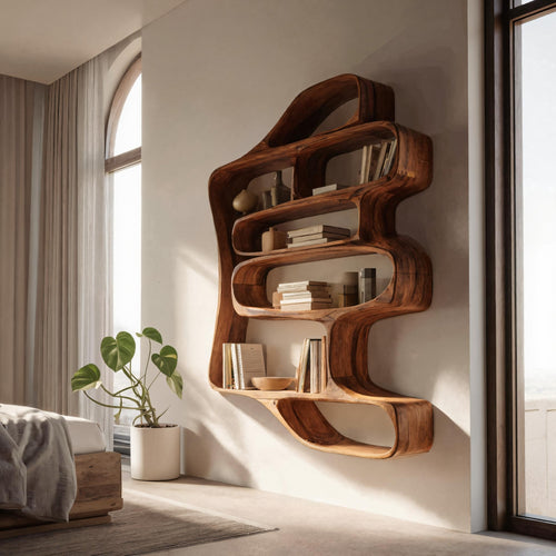 Sculptural Floating Bookshelf For Living Room Or Bedroom Lynnsnail