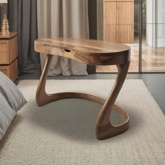 Modern Sculpted Desk With Drawers For Minimalist Home Office Lynnsnail