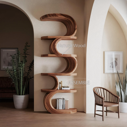 Modern Curved Bookshelf For Living Room Or Office Storage Lynnsnail