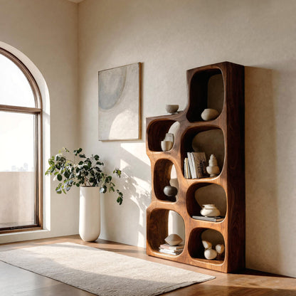 Organic Sculptural Wooden Bookshelf For Modern Living Room Lynnsnail