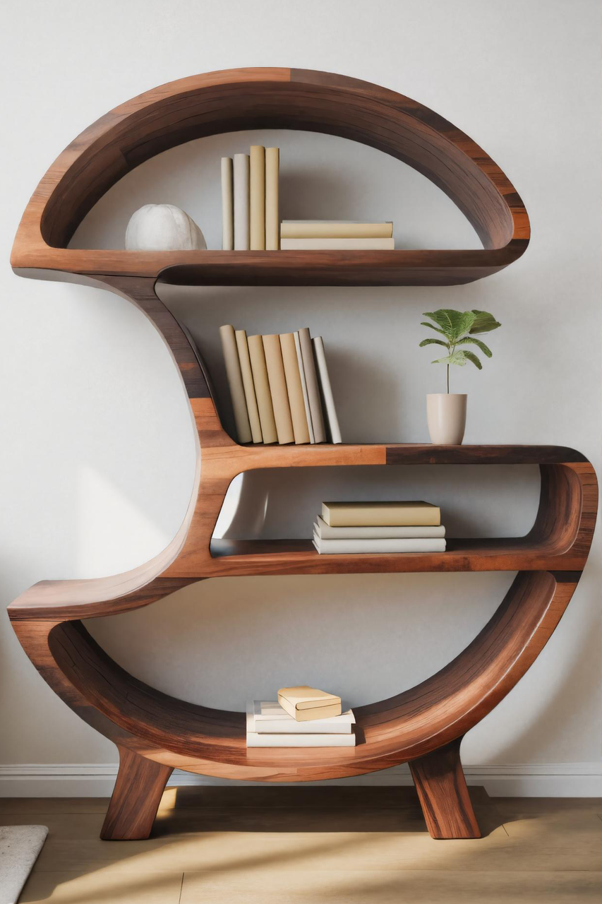 Modern Organic Bookshelf For Living Room Or Office Lynnsnail