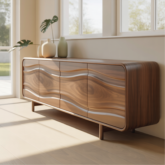Handcrafted Solid Wood Console Table with Unique Wavy Design for Modern Living Spaces Lynnsnail