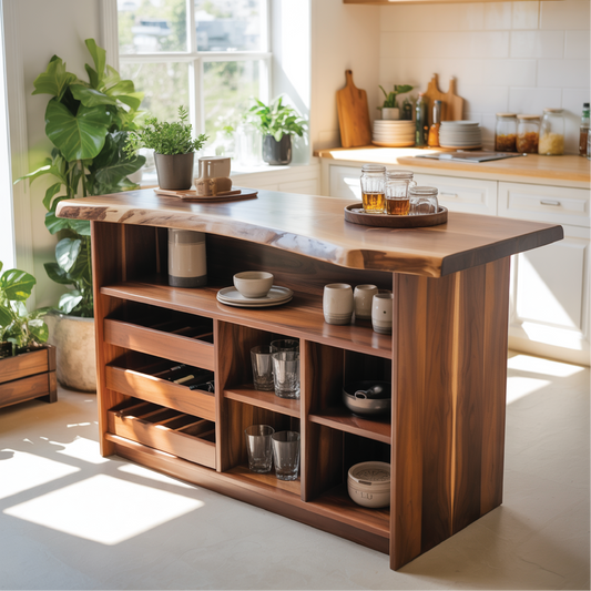 Handcrafted Solid Wood Dining Wine Cabinet with Open Shelves and Bottle Storage for Modern Kitchens Lynnsnail