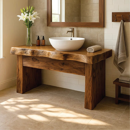 Handcrafted Solid Wood Bathroom Vanity with Live Edge Design for Natural and Modern Interiors Lynnsnail