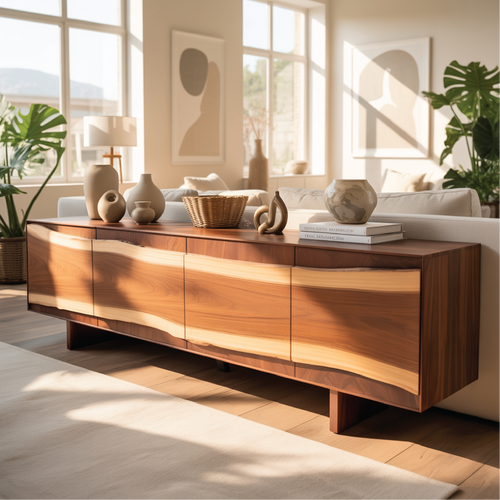 Solid Wood Console Table with Natural Flowing Grain | Handcrafted Luxury Living Room Furniture Lynnsnail