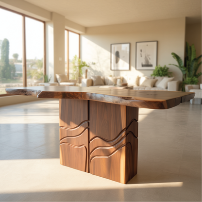 Solid Wood Console Table with Sculpted Base – Handcrafted Live Edge Entryway Furniture Lynnsnail