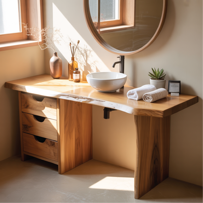 Handcrafted Solid Wood Bathroom Vanity with Live Edge Design for Modern Natural Interiors Lynnsnail
