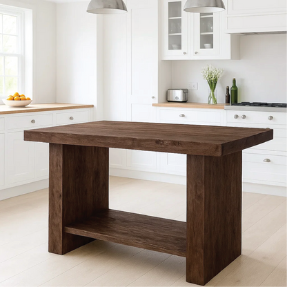 Handcrafted Solid Wood Dining Table – Dark Walnut Kitchen Table with Contemporary Design