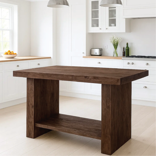Handcrafted Solid Wood Dining Table – Dark Walnut Kitchen Table with Contemporary Design