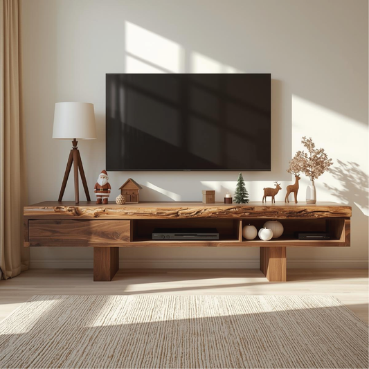 Handcrafted Solid Wood Live Edge TV Stand with Minimalist Design for Elegant Modern Interiors Lynnsnail