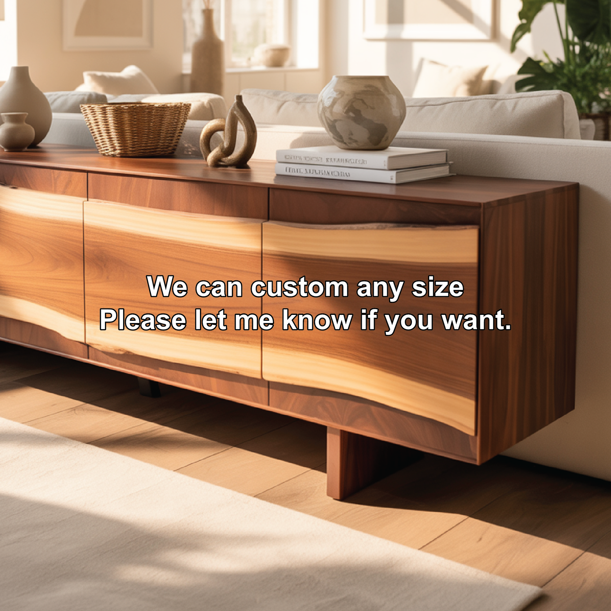 Solid Wood Console Table with Natural Flowing Grain | Handcrafted Luxury Living Room Furniture Lynnsnail