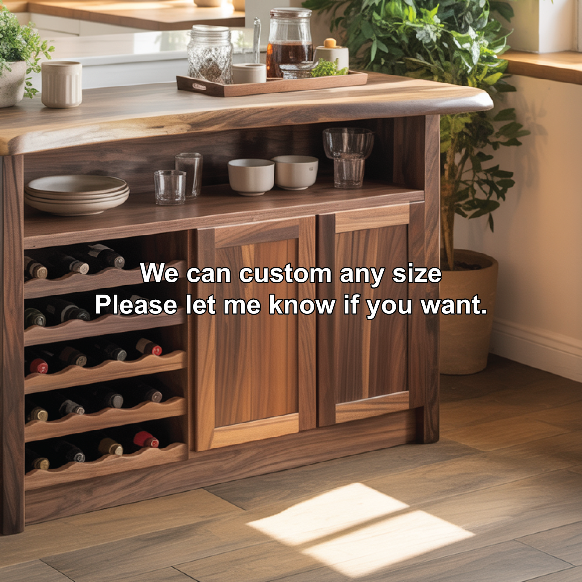 Handcrafted Solid Wood Wine Cabinet for Dining Room | Elegant Natural Storage & Display Lynnsnail