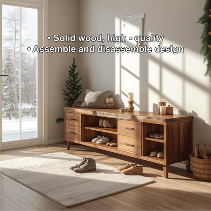 Handcrafted Solid Wood Entryway Bench with Storage Drawers and Live Edge Rustic Design Lynnsnail
