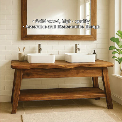 Handcrafted Double Sink Solid Wood Bathroom Vanity with Live Edge Design for Modern Rustic Homes Lynnsnail
