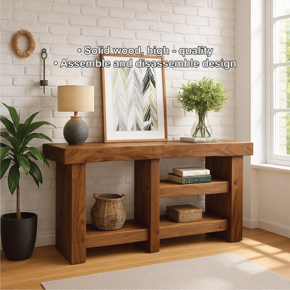 Handcrafted Solid Wood Console Table with Modern Rustic Design for Entryway or Living Room Lynnsnail