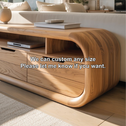 Solid Wood Console Table – Handcrafted Modern TV Stand with Smooth Rounded Edges Lynnsnail