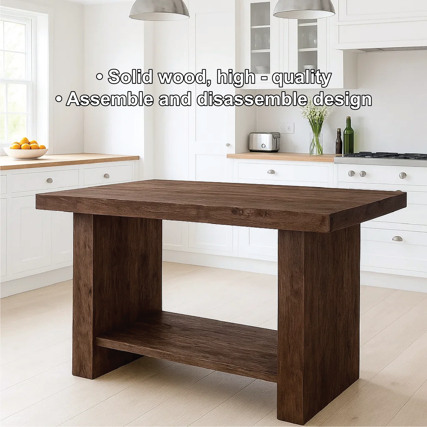 Handcrafted Solid Wood Dining Table – Dark Walnut Kitchen Table with Contemporary Design