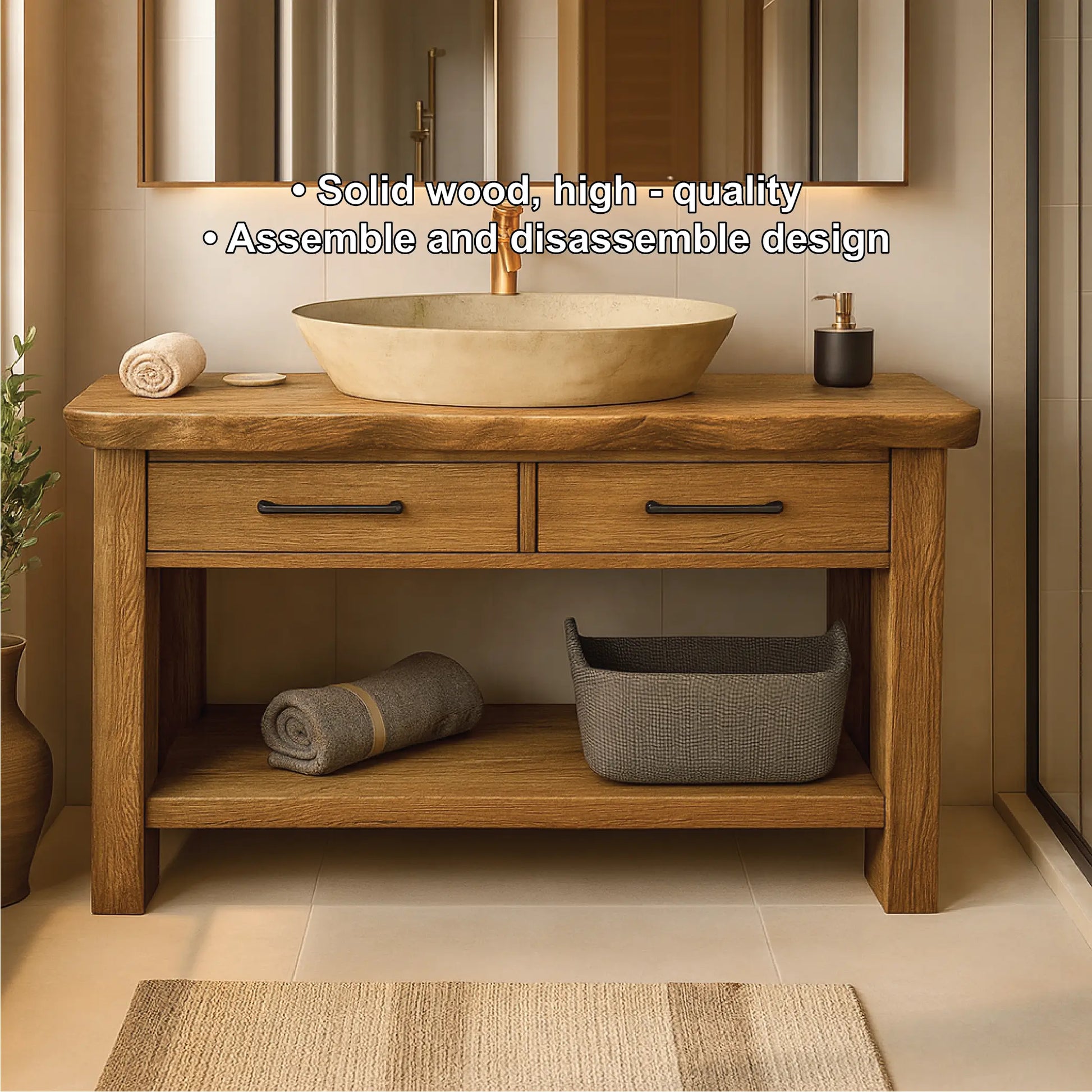 Handcrafted Solid Wood Bathroom Vanity with Drawers and Live Edge Design for Rustic Modern Spaces Lynnsnail