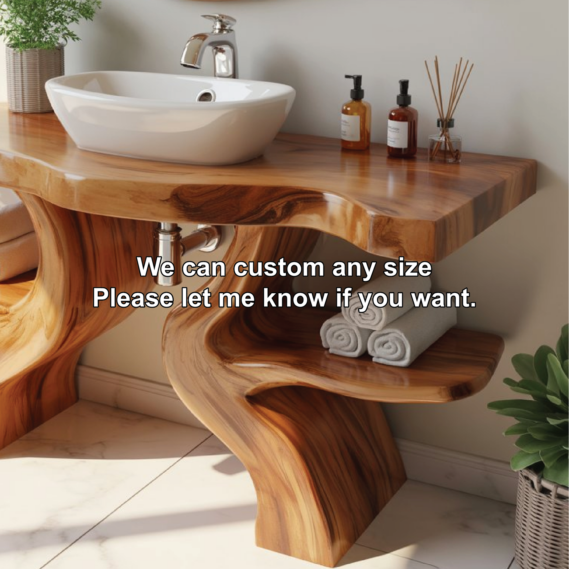 Handcrafted Solid Wood Bathroom Vanity with Live Edge Design for Natural Luxury Spaces Lynnsnail