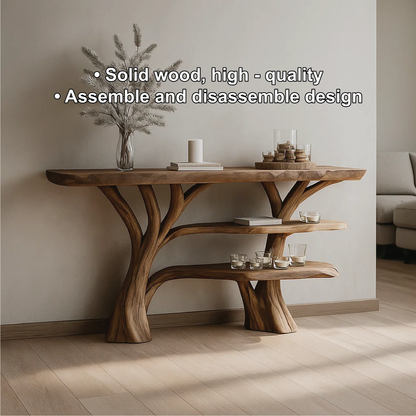 Handcrafted Solid Wood Tree Console Table with Multi-Tier Organic Design for Modern Interiors Lynnsnail