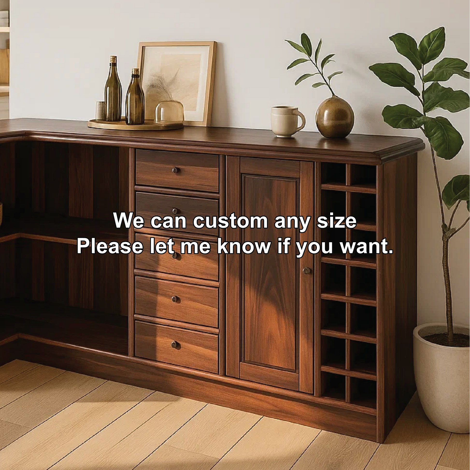 Solid Wood Wine Storage Cabinet with Shelves and Drawers – Premium Corner Bar Furniture Lynnsnail