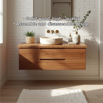 Handcrafted Solid Wood Floating Vanity with Minimalist Design and Natural Live Edge Detail Lynnsnail