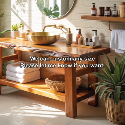 Solid Wood Live Edge Bathroom Vanity – Handcrafted Natural Timber Sink Console Lynnsnail