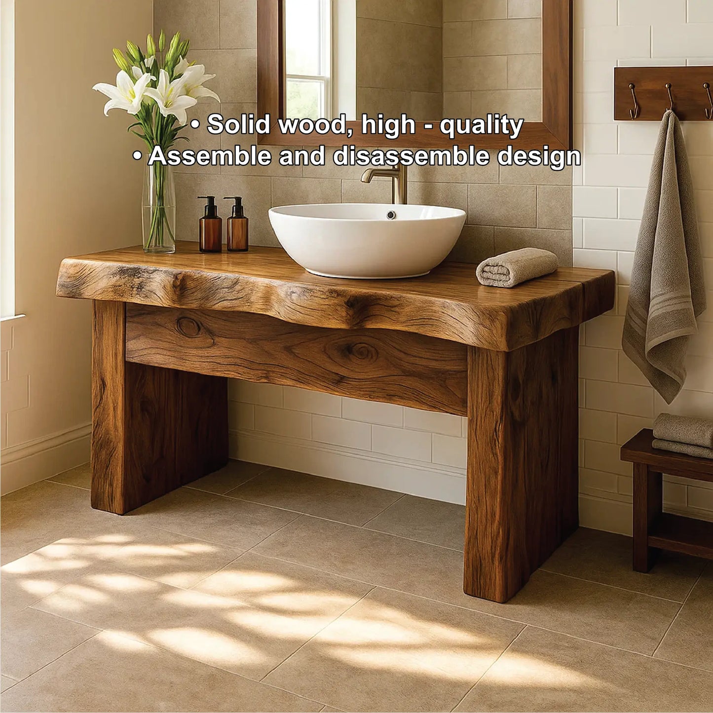 Handcrafted Solid Wood Bathroom Vanity with Live Edge Design for Natural and Modern Interiors Lynnsnail
