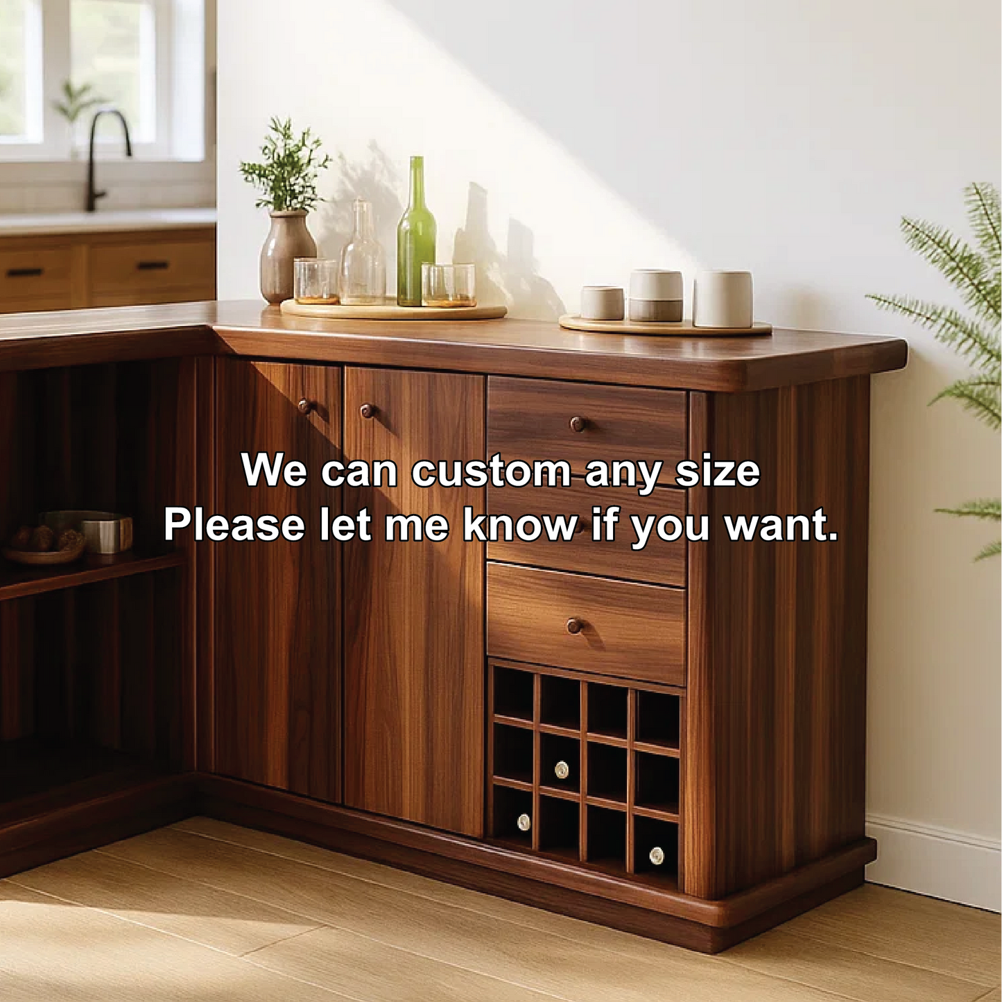 Solid Wood Wine Storage Cabinet with Drawers and Rack – Premium L-Shaped Bar Furniture Lynnsnail