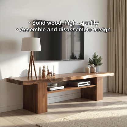 Handcrafted Solid Wood Live Edge TV Stand with Natural Finish for Modern and Rustic Interiors Lynnsnail