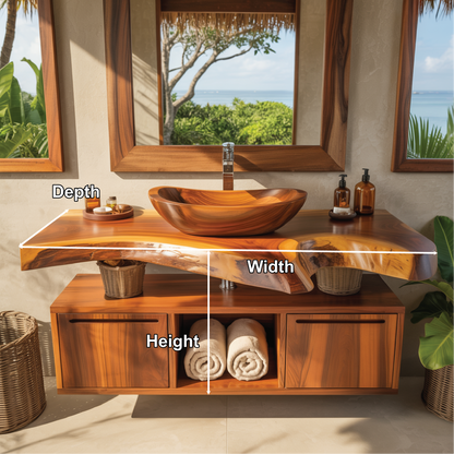 Handcrafted Solid Wood Floating Vanity with Live Edge Design for Luxurious Bathroom Spaces Lynnsnail